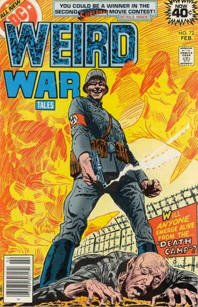 Comic cover artwork by Joe Kubert. Will anyone emerge alive from the ‘DEATH CAMP’?