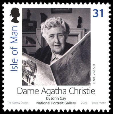Dame Agatha Christie on an Isle of Man stamp.
