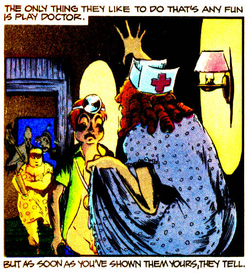 Panel from ‘Women’ written by P.J. O’Rourke and drawn by Arthur Suydam, from National Lampoon.