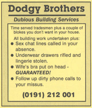 Advertisement for a dodgy builder