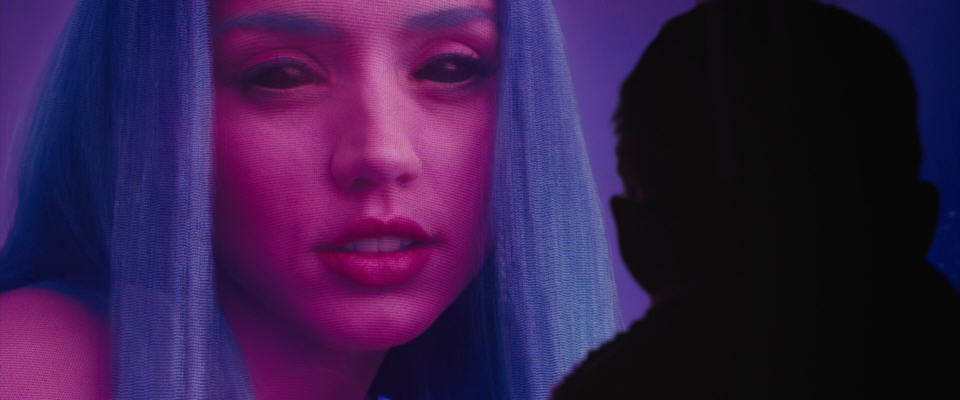 Face to face with Joi in Bladerunner 2049. Images from https://screenmusings.org/movie/blu-ray/Blade-Runner-2049/index.htm