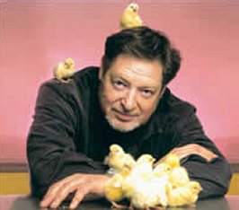 Marxist ideologue Steven Rose with the chicks he uses in his research into memory