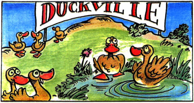 A panel from The Fable of the Ducks and the Hens comic book