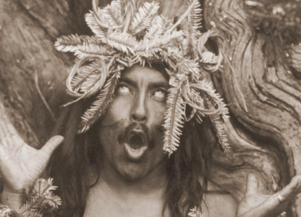 A Hamatsa cannibal cult shaman, a member of the Kwakiutl tribe of what is now Alert Bay, British Columbia