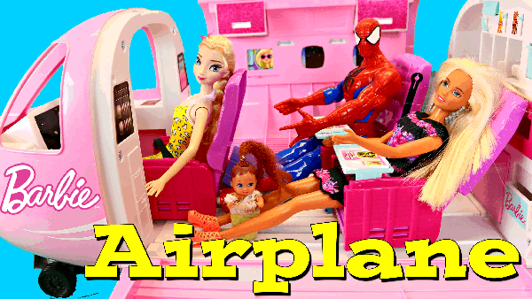 Barbie’s friend Elsa pilots an airplane, with special guest Spiderman. From some Youtube video or other.