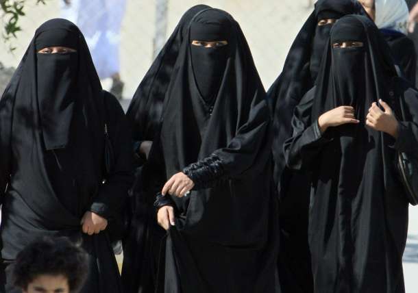 Moslem women in burkas
