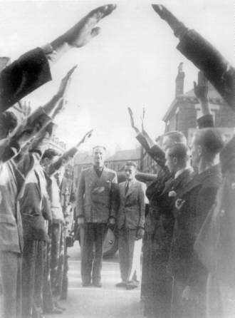Oswald Mosley with John Charnley in Hull, 1937