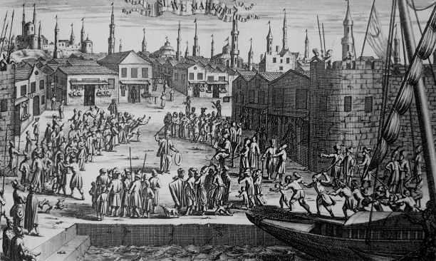 The weekly slave market terrified new captives. The fittest men were fattened with extra rations in the days preceding their sale.