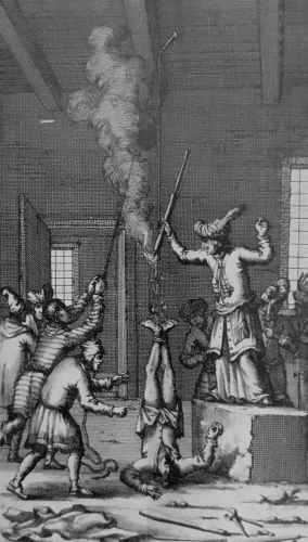 A white slave being tortured by Moors