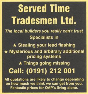 Advertisement for a dodgy builder