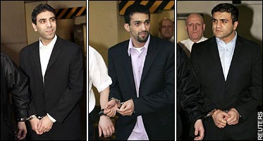 The Pakistani Muslim killers of Kriss Donald – LR: Zeeshan Shahid, Faisal Mushtaq, Imran Shahid