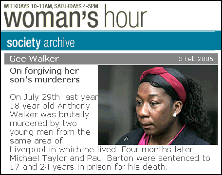 BBC web page for black martyr Anthony Walker’s ugly mother Gee Walker