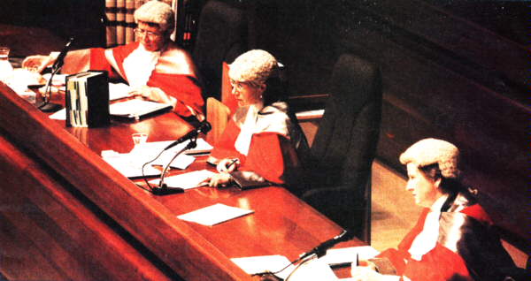 Three woman judges, believed to be a court in New Zealand